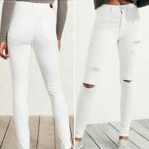 Hollister White Jeans Solid Color Classic Style